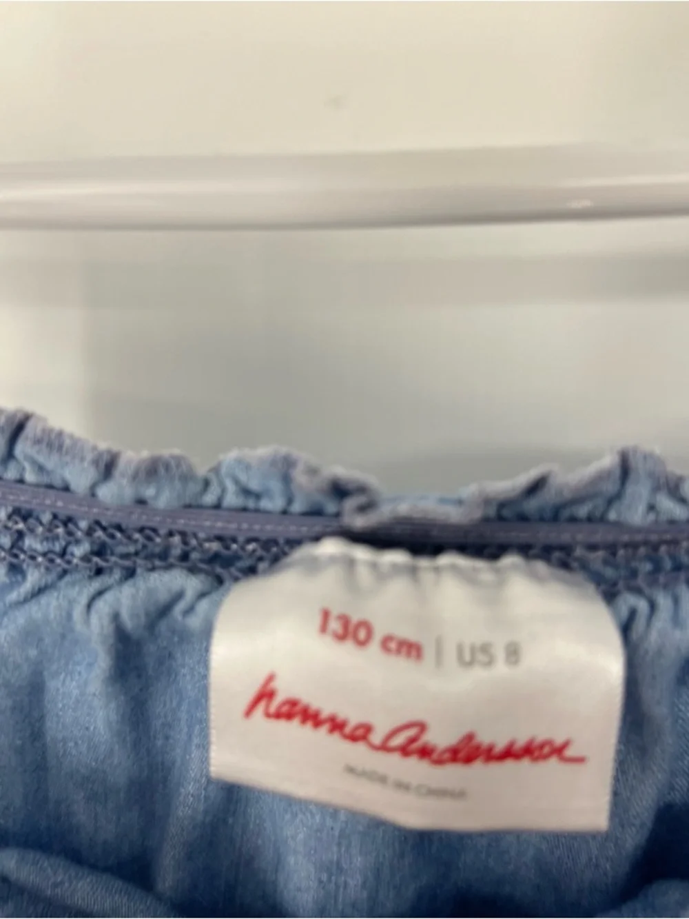 Hanna andersson girls chambray denim jumper dress size 8